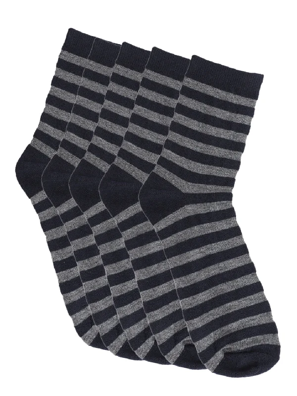 socks with lightweight design-Men's Navy Blue Basic Ankle length  Socks -Pack of 5