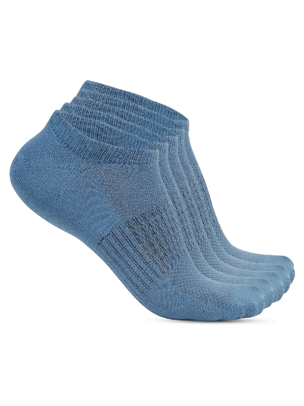 socks for indoor fitness-Men's Blue Fashion No Show / Loafer Socks -Pack of 5