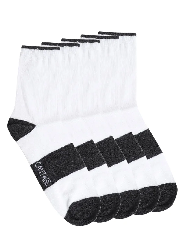 ribbed socks for style-Men's White Basic Ankle length  Socks -Pack of 5