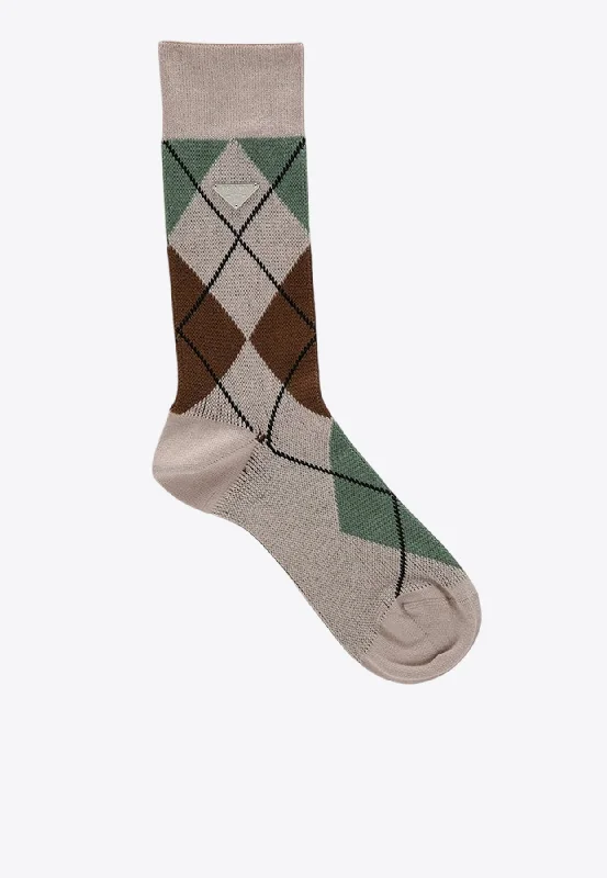 socks for winter sports-Argyle Pattern Socks