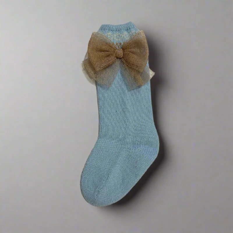 socks with quick-drying fabric-Baby Blue Girl's Knit Socks