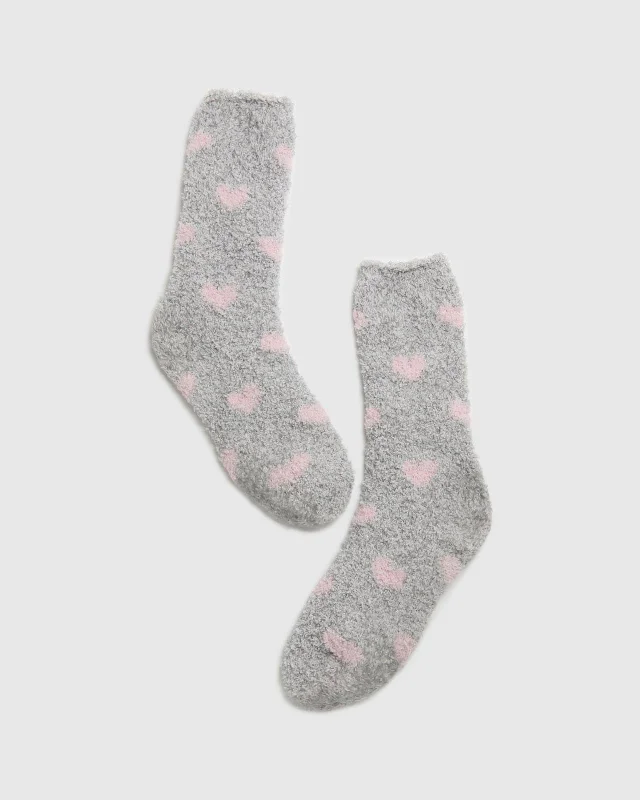 socks for formal wear-Bia Fuzzy Yarn Hearts Socks