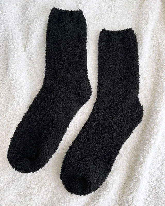 socks for minimalist shoes-Black Bia Fuzzy Yarn Socks