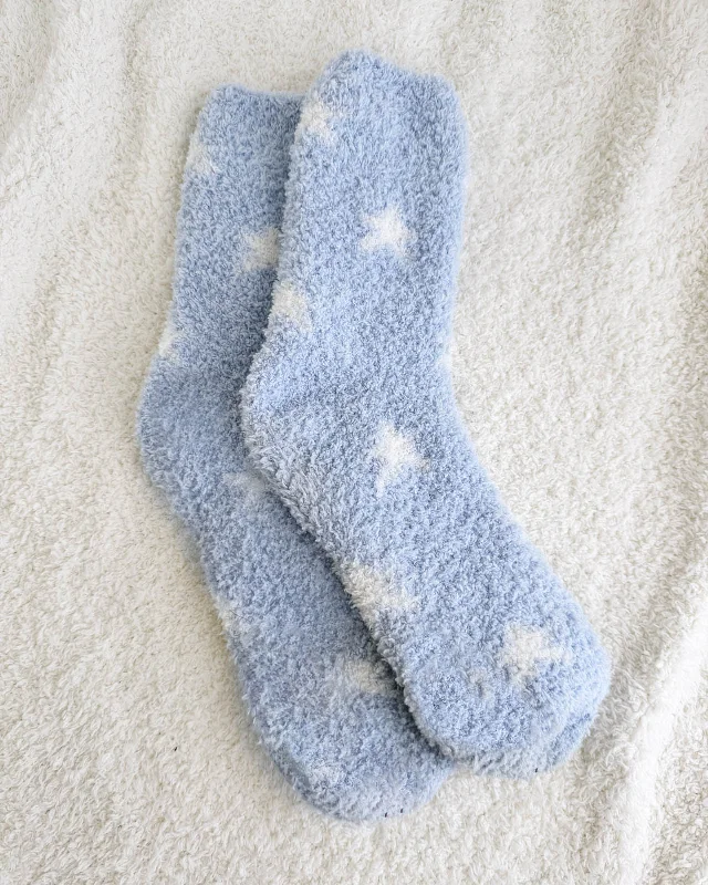 socks with cool designs-Blue Star Bia Fuzzy Socks