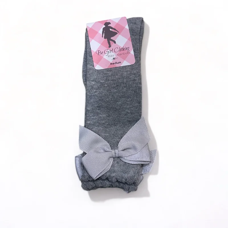 thin socks for summer-Cotton Gray Bow Sock