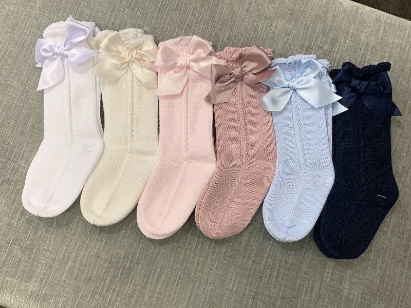 breathable cotton socks-Juliana Knit Bow Socks