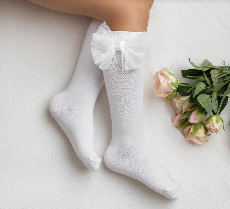 antibacterial socks-Knee Hi Bow Socks