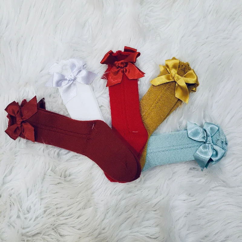 socks for summer sports-Knit Bow Socks