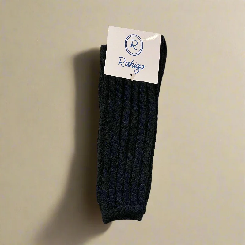 socks with unique textures-Navy Knit Socks