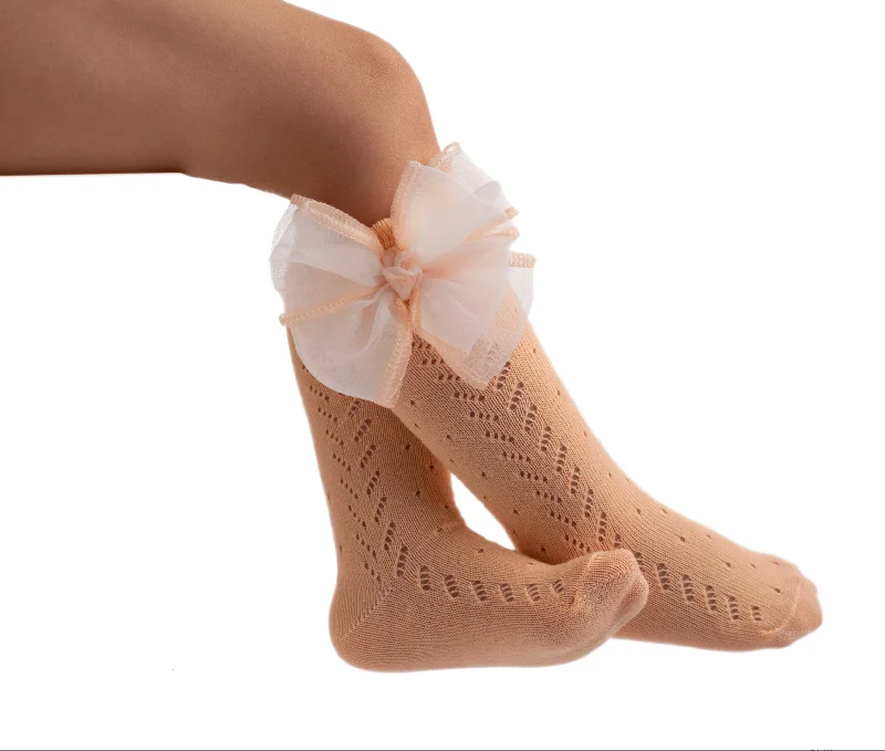 minimalist socks-Organza Bow Knee Hi