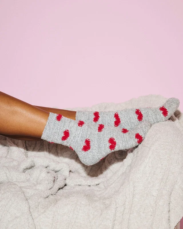 socks for soccer players-Red Hearts Bia Fuzzy Socks