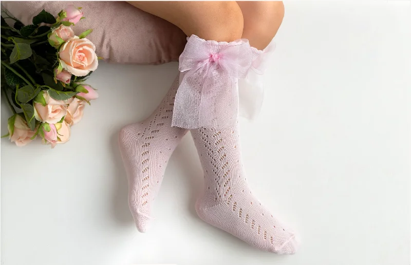 lightweight running socks-Sheer Bow Knee Socks