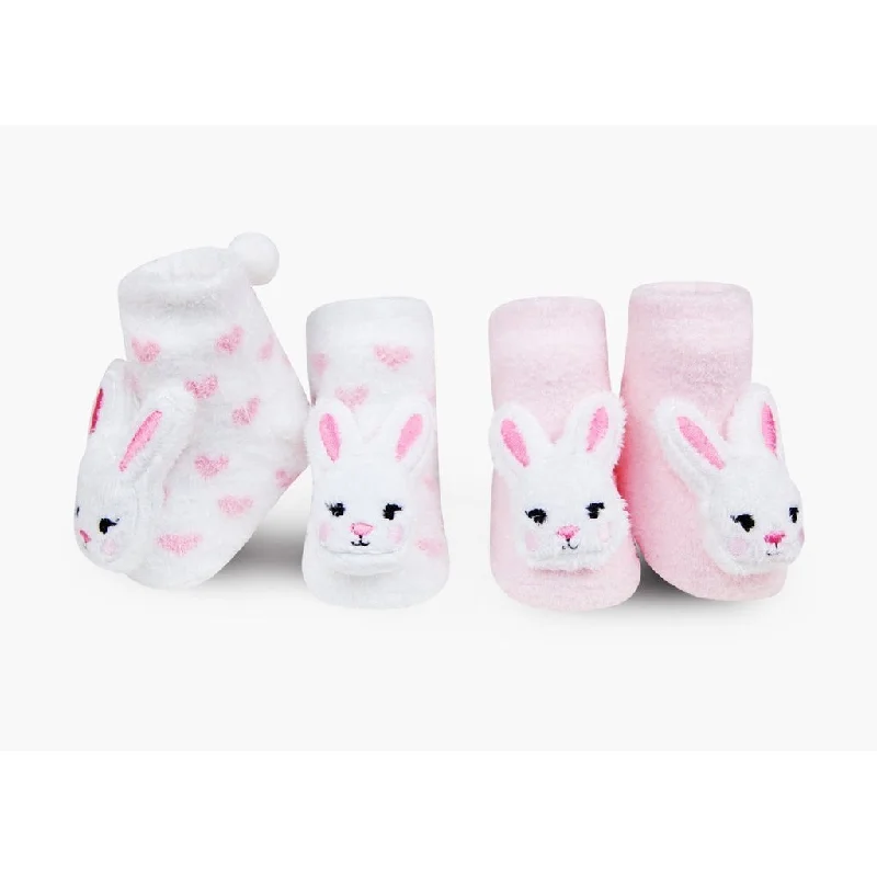 socks for wide feet-Waddle Bunny Rattle Socks