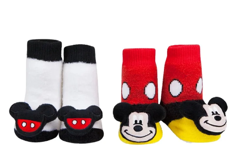 socks with stretch fabric-Waddle Mickey Mouse Rattle Socks