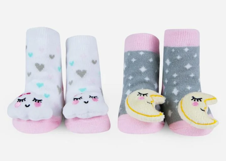 socks with vibrant designs-Waddle Moon and Cloud Rattle Socks